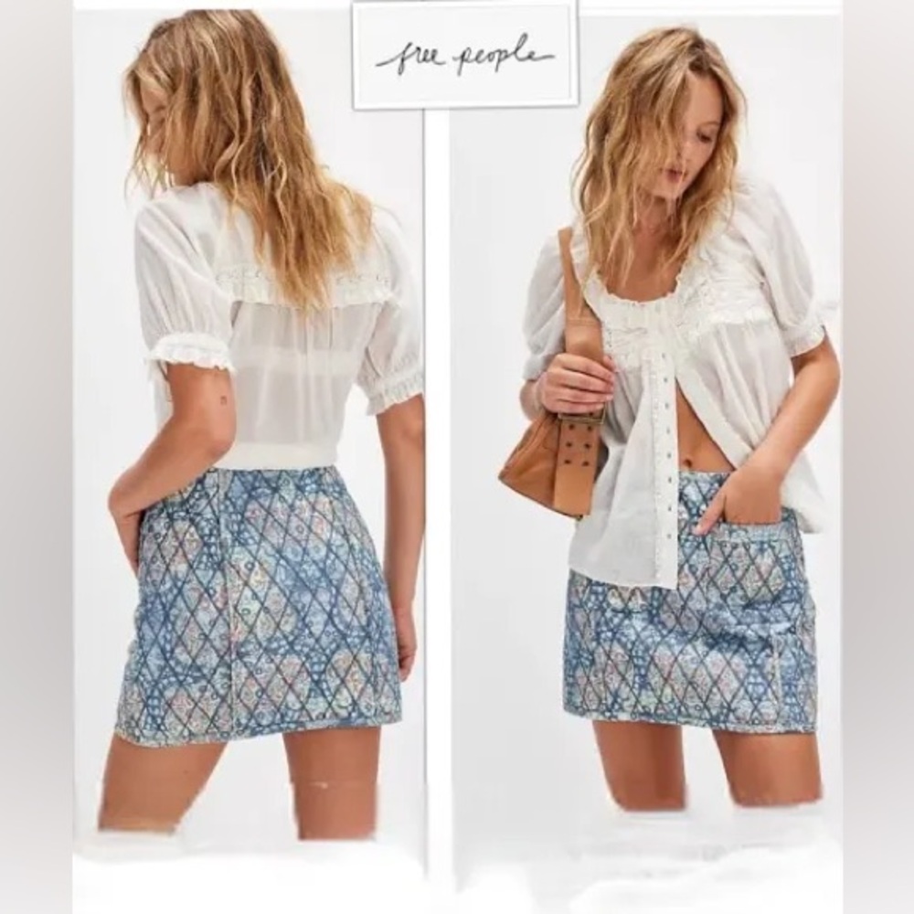 NWT Free People Darla Quilted Mini Skirt
